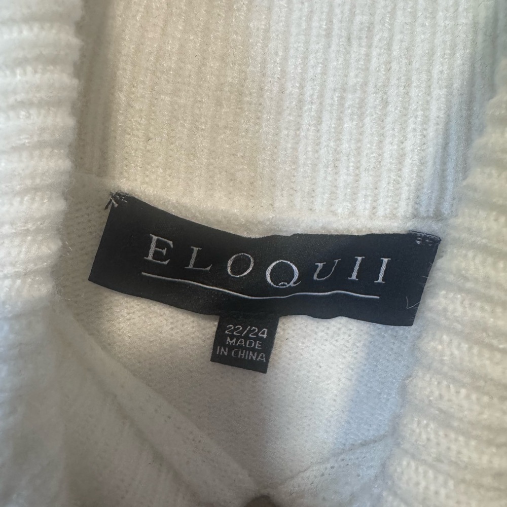 NWT- ELOQUII Women’s Plus Size- Cold Shoulder Elegant White Turtleneck Sweater - Picture 6 of 7